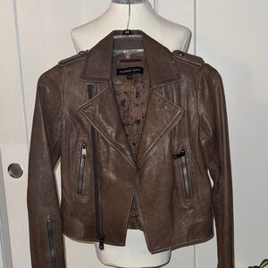 Andrew Marc Women's Brown Leather Biker Jacket